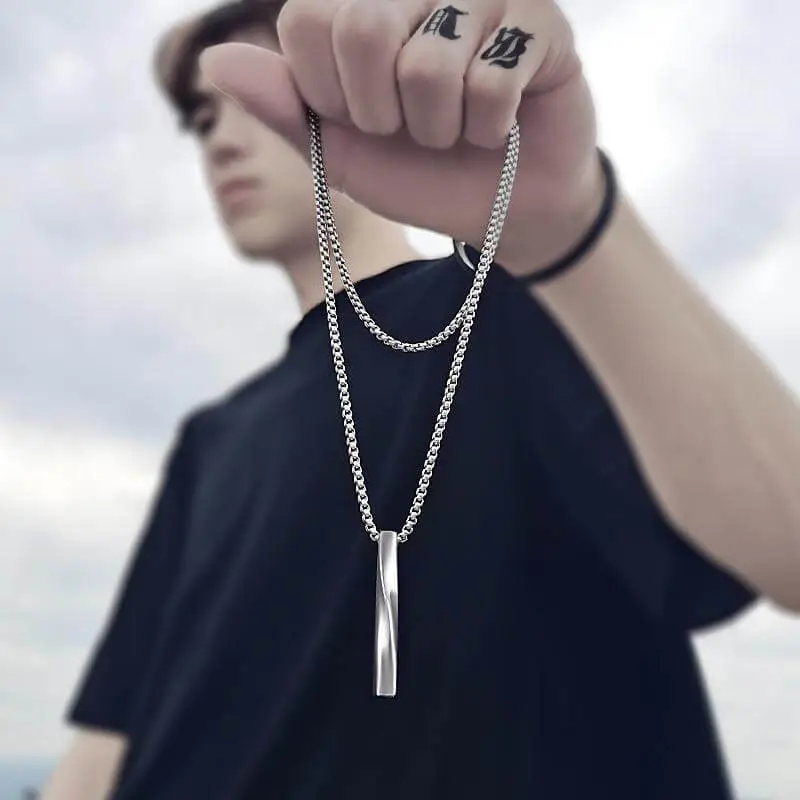 Men's Fashion Spiral Pendant Necklace with Stainless Steel Chain