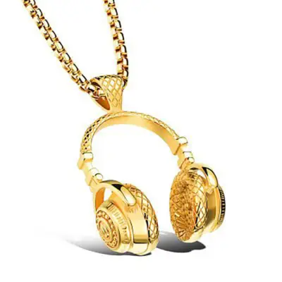 Hip Hop Style Headset Shape Design Keel Chain Necklace Titanium Steel Alloy