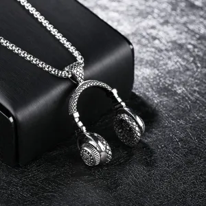 Hip Hop Style Headset Shape Design Keel Chain Necklace Titanium Steel Alloy