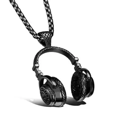 Hip Hop Style Headset Shape Design Keel Chain Necklace Titanium Steel Alloy