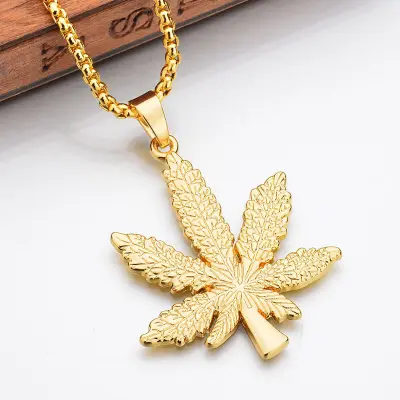 Hip Hop Style Maple Leaf Shape Design Necklace