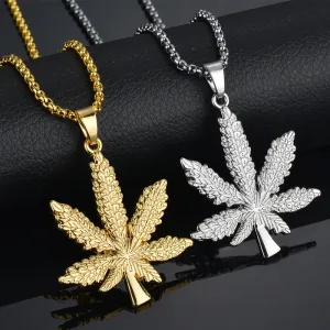 Hip Hop Style Maple Leaf Shape Design Necklace