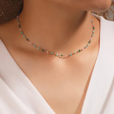 Women's Fashion Beads Decorate Teardrop Necklace
