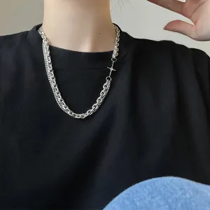 Men Hip Hop Cross Design Stainless Steel Star Pendant Necklace