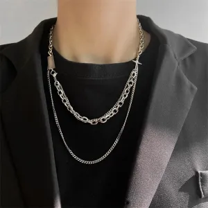 Hip Hop Style Titanium Steel Multilayer Necklace