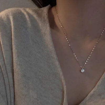 Women's Temperament Rhinestone Decorate Geometric Lip Chain Necklace