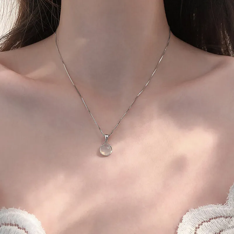 Women's Simple Copper Geometric Box Chain Pendant Necklace