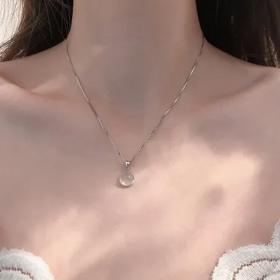 Women's Simple Copper Geometric Box Chain Pendant Necklace