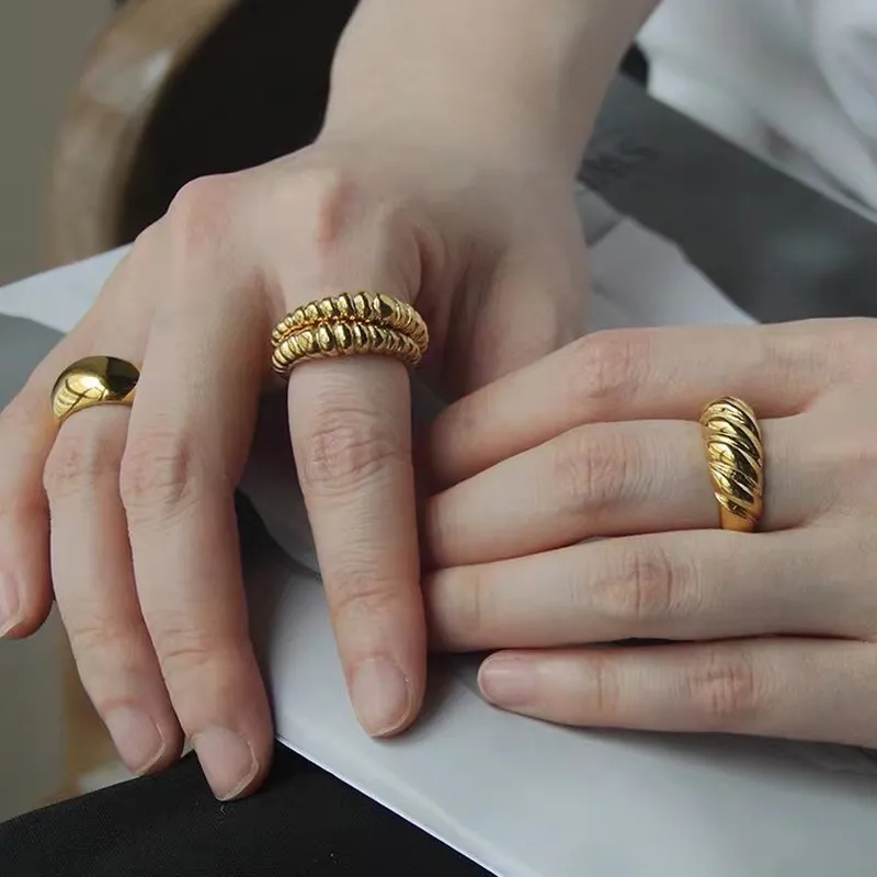 Creative Opening Adjustable Croissant Twill Wide Ring Women's Geometric Style