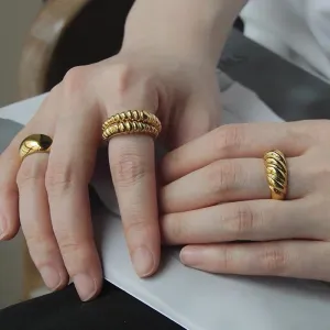 Creative Opening Adjustable Croissant Twill Wide Ring Women's Geometric Style