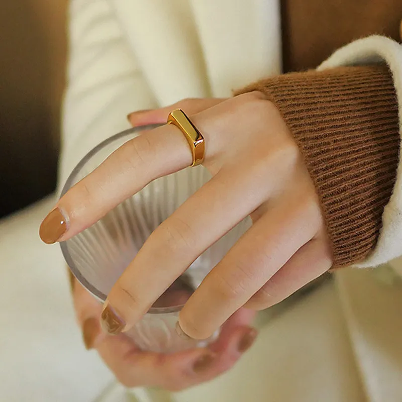 Creative Geometric Opening Adjustable Metal Ring for Women