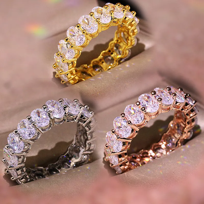 Women's Geometric Shiny Inlaid Zircon Fashion Party Ring Brass White Steel