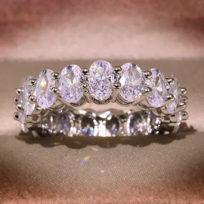 Women's Geometric Shiny Inlaid Zircon Fashion Party Ring Brass White Steel