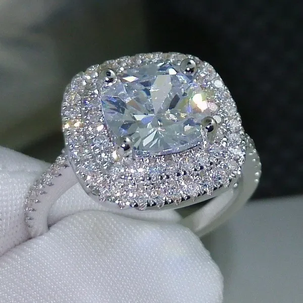 Shiny Square Zircon Decor Geometric Ring for Women