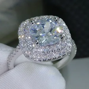 Shiny Square Zircon Decor Geometric Ring for Women