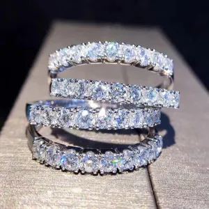 Fashion Multiple Zircon Inlaid Full Diamond Wedding Ring For Women
