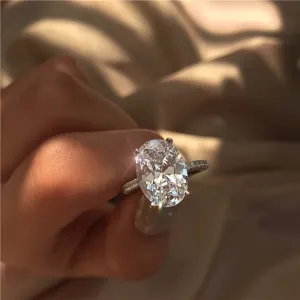 Fashion Inlaid Big Oval Zircon Ring for Women