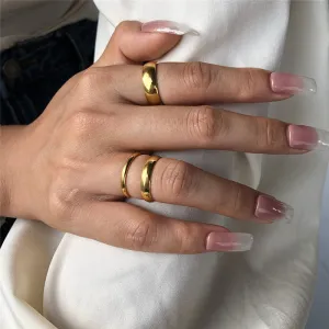 3PCS Retro Women Solid Color Copper Rings Set