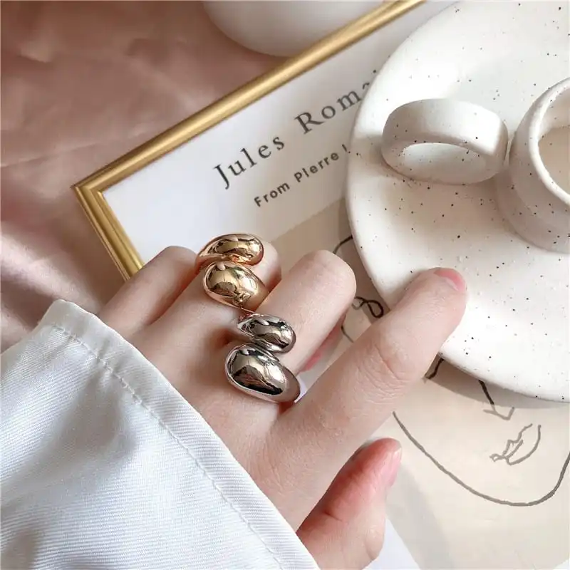 Women Minimalist Adjustable Alloy Nature U Shape Ring