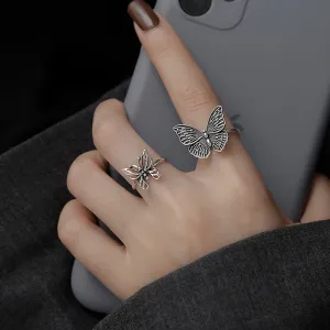 Women Retro Butterfly Design Opening Adjustable Ring