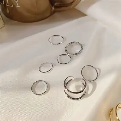 7pcs/set Women Minimalist Geometric Design Alloy Rings