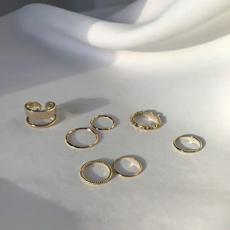 7pcs/set Women Minimalist Geometric Design Alloy Rings
