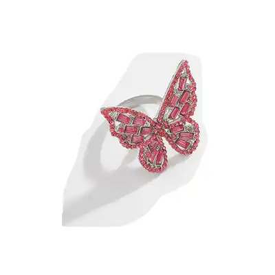 Women Minimalist Butterfly Shaped Rhinestone Decorative Ring