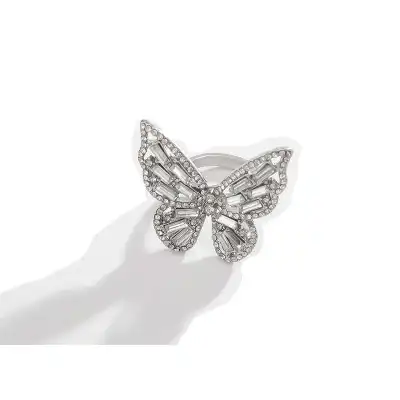 Women Minimalist Butterfly Shaped Rhinestone Decorative Ring