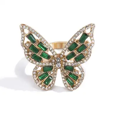 Women Minimalist Butterfly Shaped Rhinestone Decorative Ring