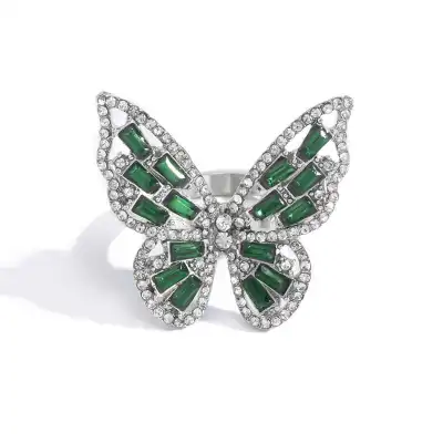 Women Minimalist Butterfly Shaped Rhinestone Decorative Ring