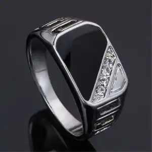 Men's Classic Square Geometric Rhinestone Ring
