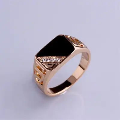 Men's Classic Square Geometric Rhinestone Ring