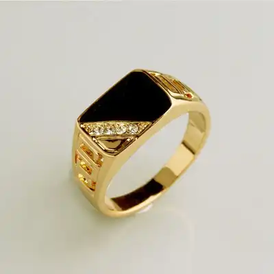 Men's Classic Square Geometric Rhinestone Ring