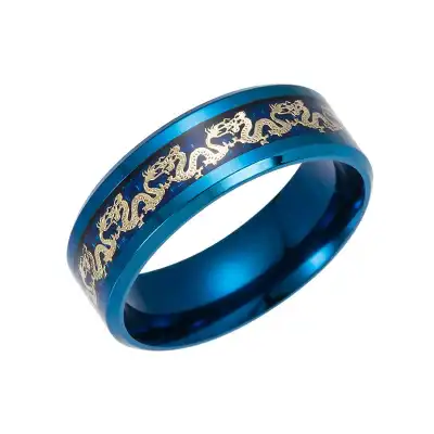 Men Retro Titanium Steel Dragon Pattern Ring Unisex