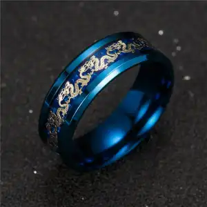 Men Retro Titanium Steel Dragon Pattern Ring Unisex