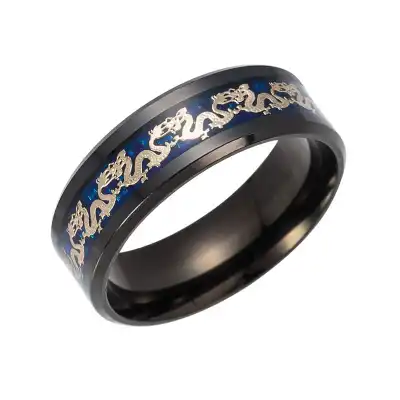 Men Retro Titanium Steel Dragon Pattern Ring Unisex