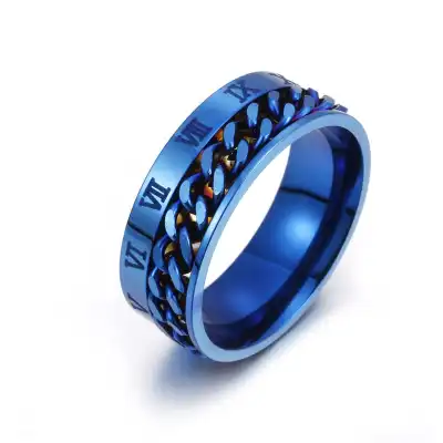 Men Unique Rotatable Chain Design Titanium Steel Ring Unisex