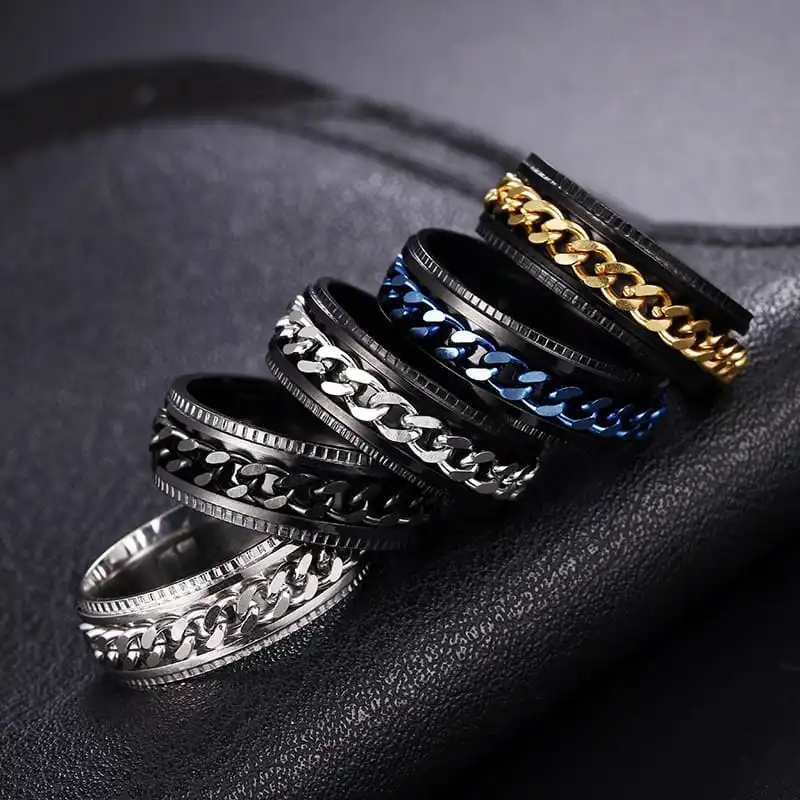 Men Fashion Chain Decorative Stainless Steel Ring
