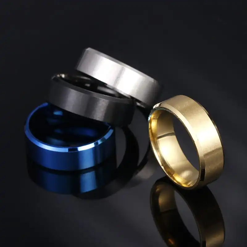 Men Minimalist Matte Stainless Steel Geometric Ring Unisex