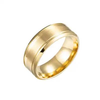 Men Simple Solid Color Matte Double Hypotenuse Stainless Steel Ring