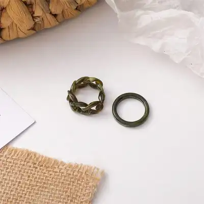 2pcs/set Women Retro Chain Shaped Design Ring Set