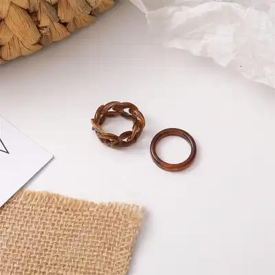 2pcs/set Women Retro Chain Shaped Design Ring Set