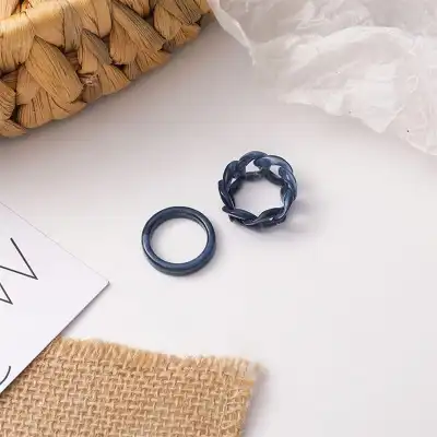 2pcs/set Women Retro Chain Shaped Design Ring Set