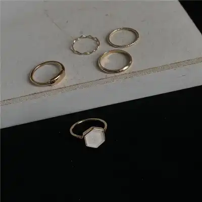 5pcs/set Women Minimalist Geometric Alloy Ring Set
