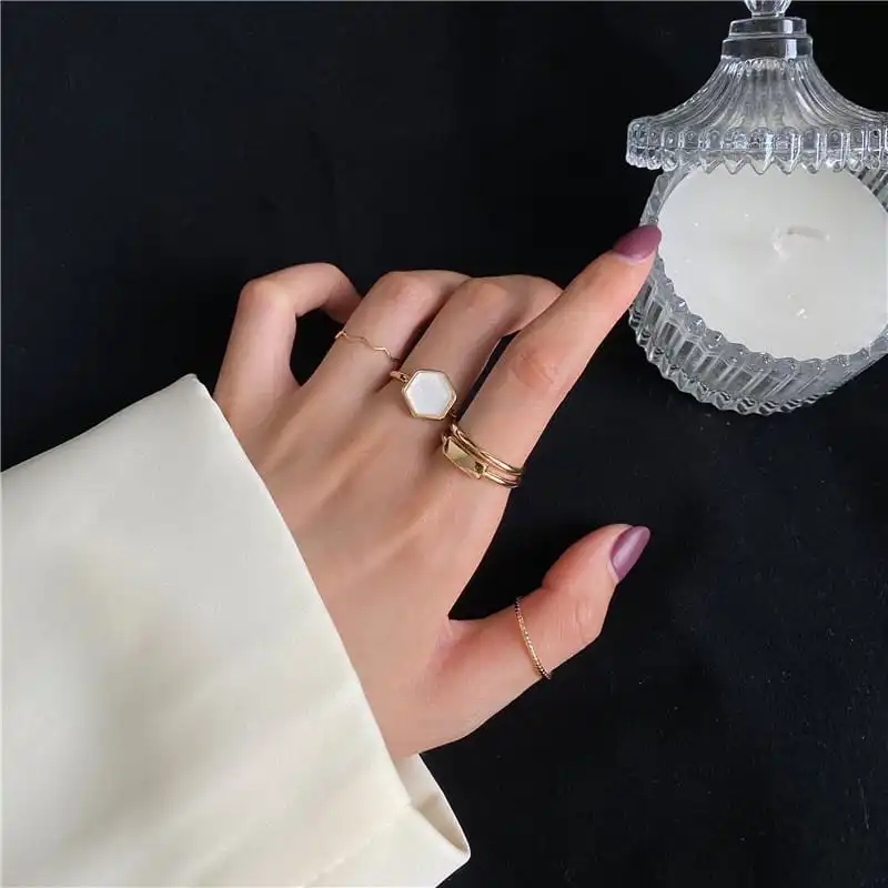 5pcs/set Women Minimalist Geometric Alloy Ring Set