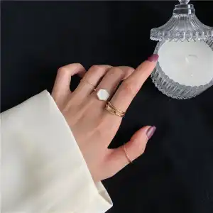 5pcs/set Women Minimalist Geometric Alloy Ring Set