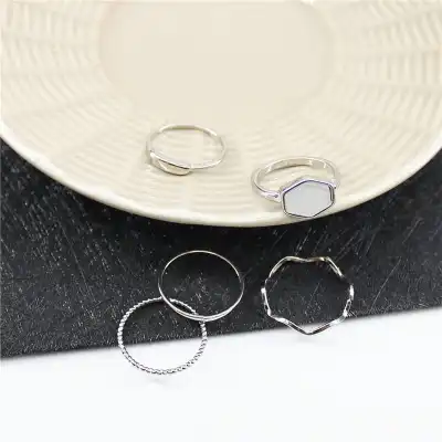 5pcs/set Women Minimalist Geometric Alloy Ring Set