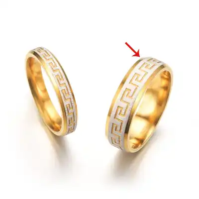 Lovers Unique Geometry Pattern Titanium Steel Vintage Couple Ring