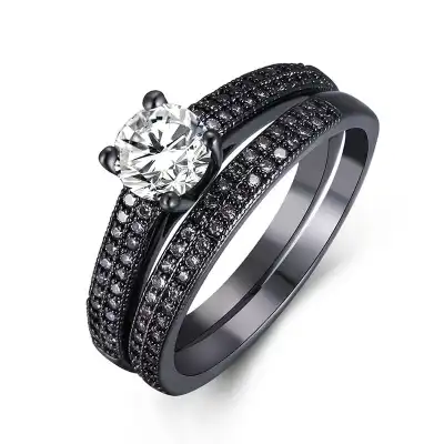 Set of 2 Love Fashion Rhinestone Decorative Rings