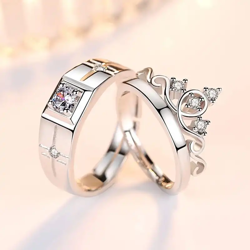 Lovers Unique Crown Rhinestone Geometric Decorative Ring for Women